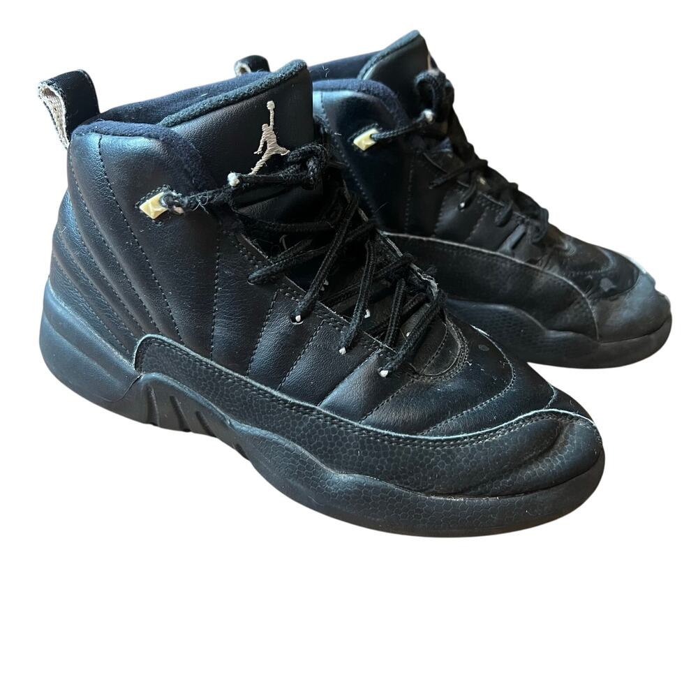 Nike Air Jordan Retro 12s All Black Basketball Sneakers Shoes Size 3Y - Picture 6 of 11